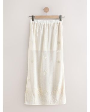 Next Crochet Embellished Palm Detail Skirt - Natural