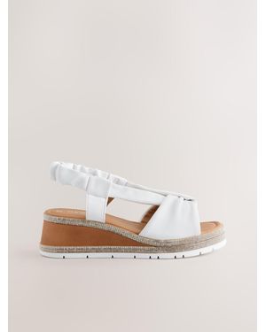 Next Extra Wide Fit Forever Comfort Slingback Shimmer Wedges - Natural