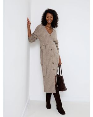 Jojo Maman Bébé Knit Maternity Cardigan Dress - Natural