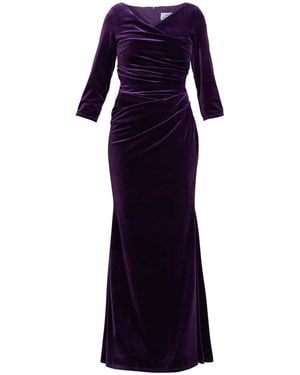 Gina Bacconi Sophie Velvet Maxi Dress With 3/4 Sleeve - Blue