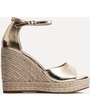 Linzi Gracio Rope Platform Espadrille Wedges With Wrap Around Ankle Sandals - Natural