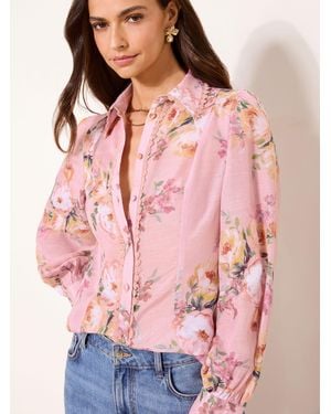 Lipsy Lace Trim Shirt - Pink