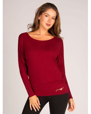 Pineapple Burgundy Monroe Long Sleeve Jersey Top - Red