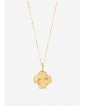 Jon Richard Tone Long Clover Necklace Pendant - White
