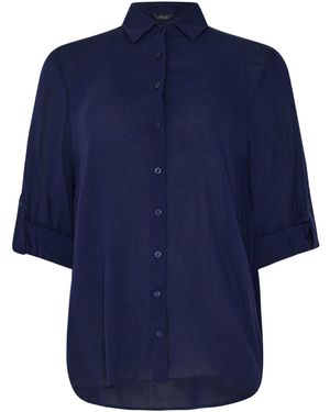 M Com Crinkle Tab Sleeve Shirt - Blue
