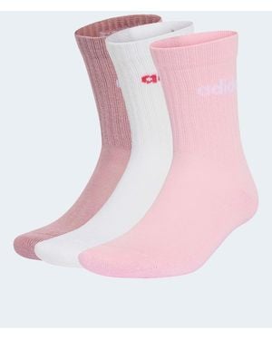 adidas Linear Crew Cushioned Socks 3 Pack - Pink