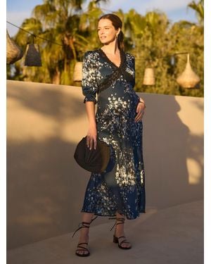 Seraphine Maternity Tea Dress With Lace Trim - Multicolor