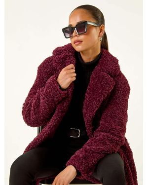 Roman Petite Teddy Longline Coat - Red