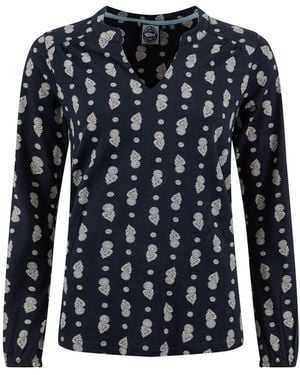 Weird Fish Brooke Printed V-Neck Jersey Top - Black