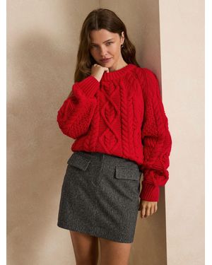 Next Herringbone Patch Pocket Mini Skirt - Red