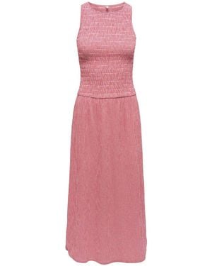 ONLY Gingham Smock Midi Dress - Pink