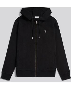 U.S. POLO ASSN. U. Polo Assn U. Polo Assn Double Horsemen Interlock Zip Hoodie - Black