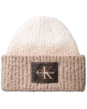 Calvin Klein Monologo Ombre Rib Beanie - Natural