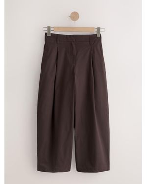 Next Pleated Barrel Leg Chino Pants - Brown