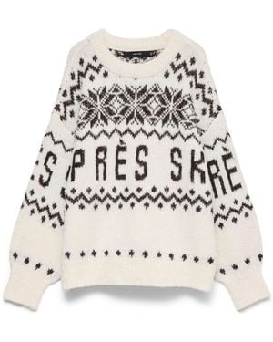 Vero Moda Long Sleeve Round Neck Apres Ski Fair Isle Sweater - Natural