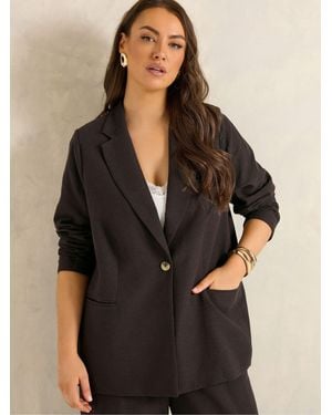 Evans Linen Blend Blazer - Black
