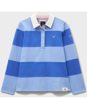 Crew Long Sleeve Stripe Rugby Shirt - Blue