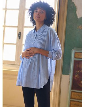 Seraphine Maternity Pintuck Shirt - Blue