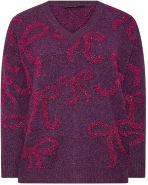 Evans Sparkle Bow Pattern Jumper - Purple
