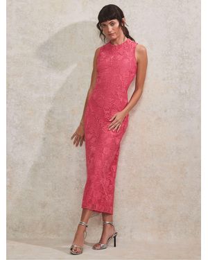 Ro & Zo Petite Lace Column Dress - Pink