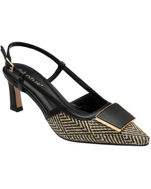 Lotus Pointed Toe Court Shoes - Black