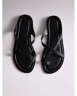 The Set Toe Loop Strappy Sandals - Black