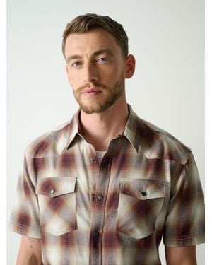 Next Check Western Styling Short Sleeve Shirt - Brown