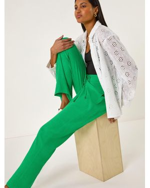 Roman Full Length Linen Trousers - Green