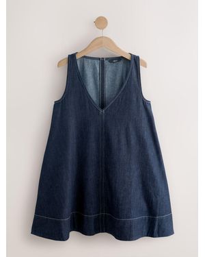 Next Denim V-Neck Mini Dress - Blue