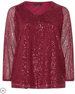 Evans Sequin Embellished Top - Red