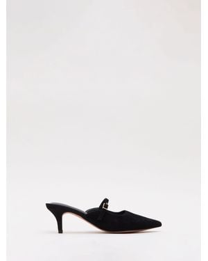 Phase Eight Suede Mary Jane Mules - White