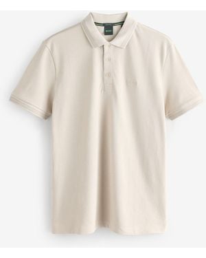 BOSS Regular Fit Paddy Tipped Collar Polo Shirt - Natural