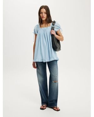 Cotton On Eliza Babydoll Tunic Top - Blue