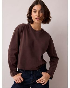 Ro & Zo Long Sleeve Cotton T-Shirt - Brown