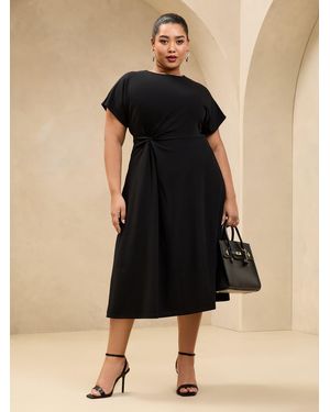 Lipsy Curve Side Knot Short Sleeve Midi Dress - Black