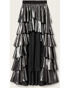 AllSaints Cavarly Ruffled Woven Maxi Skirt - Black