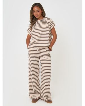 Threadbare Stripe Jersey Co-Ord Boxy Fit Top - Natural