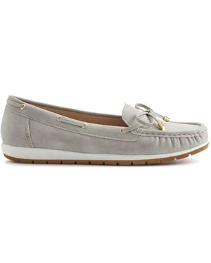 Pavers Bow Detailed Moccasins Shoes - Gray