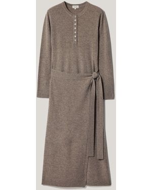 Jigsaw Merino Cashmere Tie Dress - Brown