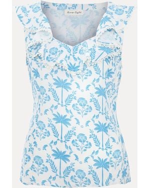 Phase Eight Rhona Linen Top - Blue