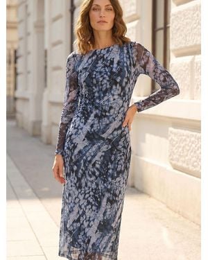Roman Petite Abstract Mesh Dress - Blue