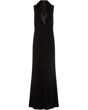 Adrianna Papell Jersey Tuxedo Gown - Schwarz