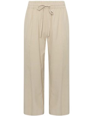 M Com Linen Blend Wide Leg Pants - Natural