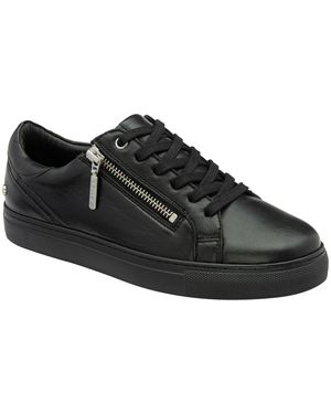 Ravel Leather Zip-Up Sneakers - Black