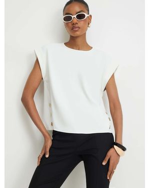 River Island River Island Short Sleeve Button Detail Shell Top - White