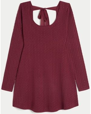 Hollister Tie Back Babydoll Knitted Mini Dress - Red