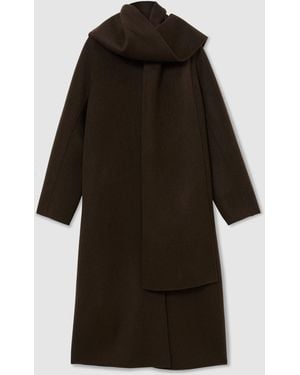 Reiss Wool-Blend Long Blind-Seam Scarf Coat - Black