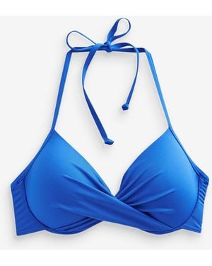 Next Wattiertes Bikini-Oberteil Mit Tiefem Ausschnitt Und Bügeln70C - Blau
