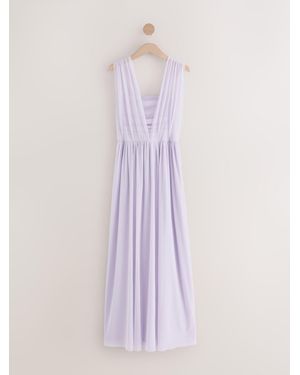 Next Mesh Multiway Wedding Guest Bridesmaid Maxi Dress - Purple