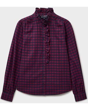 Crew Harmony Frill Flannel Blouse - Purple